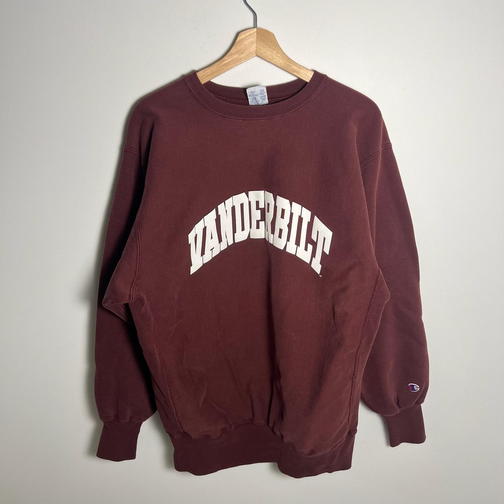 Vintage Champion Reverse Weave Sweatshirt Mens 2XL Red Vanderbilt Crewneck 90s